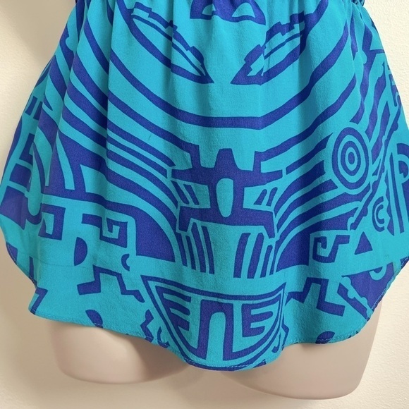 Amanda Uprichard Silk Peplum V Neck Ruffle Tank Top Blue Purple Small Pullover - Picture 7 of 10